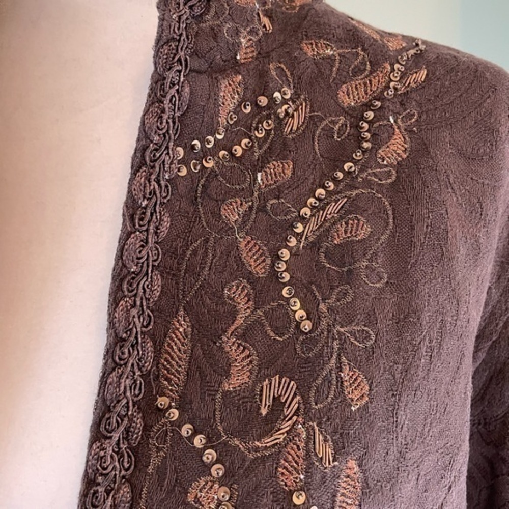 CHICO'S Size 2 Brown Gold Scroll Jupiter Jacket NWT MSRP $128 - Picture 3 of 9